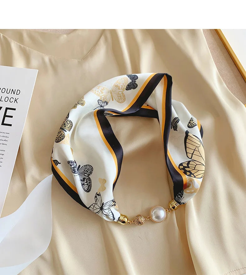 Imitation Silk Scarf Magnetic Buckle Necklace Pendant Wearing Spring and Autumn Cervical Protection for Women