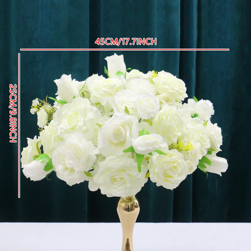 White Wedding Backdrop Decor Rose Floor Flower Runner Event Table Centerpieces Ball Pink Floral Strip Arrangement Party Props