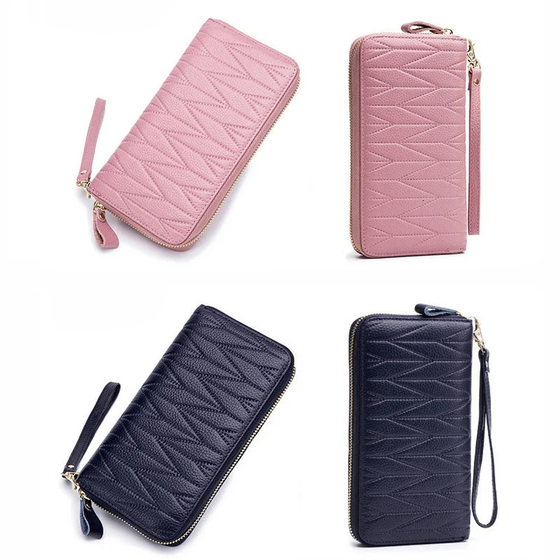 RFID Wallet for Women  Genuine Leather Female Travel Purse Zipper  Women's Wallet 36 Card Holder мини кошелек жен