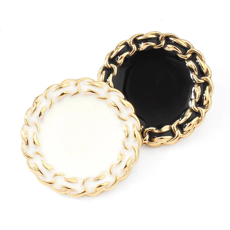 10PCS High-end buckle tweed coat suit suit pyjamas white black exquisite fashion decorative top coat button accessories