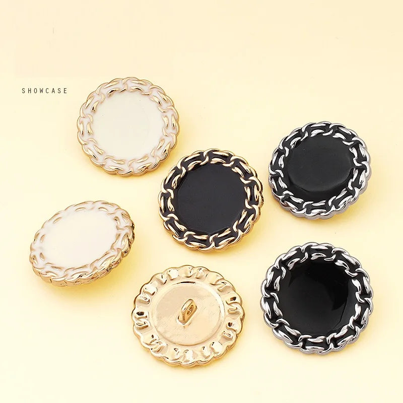 10PCS High-end buckle tweed coat suit suit pyjamas white black exquisite fashion decorative top coat button accessories