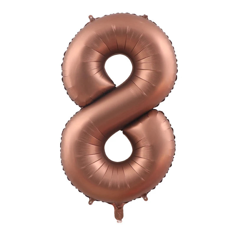 10/5/1Pc Brown Beige Cream 18inch Heart Balloons Cream Number Balloons 1 2 3 4 5 6 Birthday Number Foil Balloon Helium Air Globo