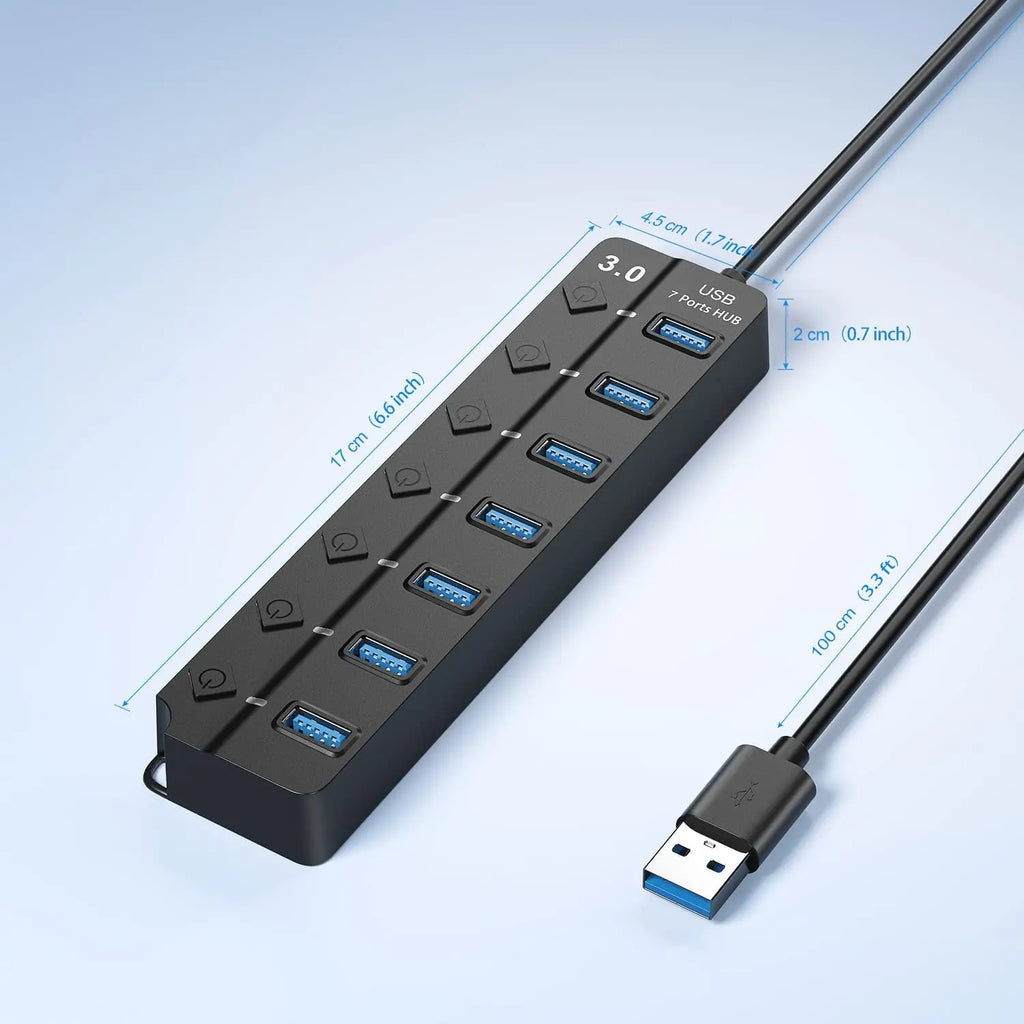 USB 3.0 Hub USB Hub 2.0 Multi Splitter 100cm Long Cable Multiple