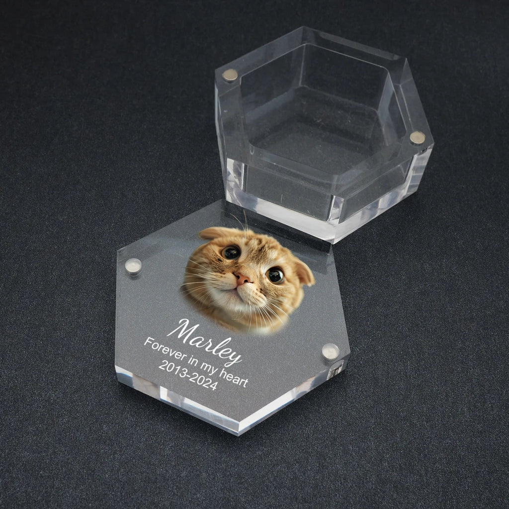 Personalized Keepsake Box with Photo Customized Pet Hair Box Dog and Cat Fur Memorial Box Custom Gifts for Pet Lovers Friends