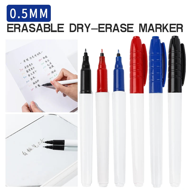 /Lot 0.5MM Erasable Whiteboard Pen 12 Colors Erasing Pen