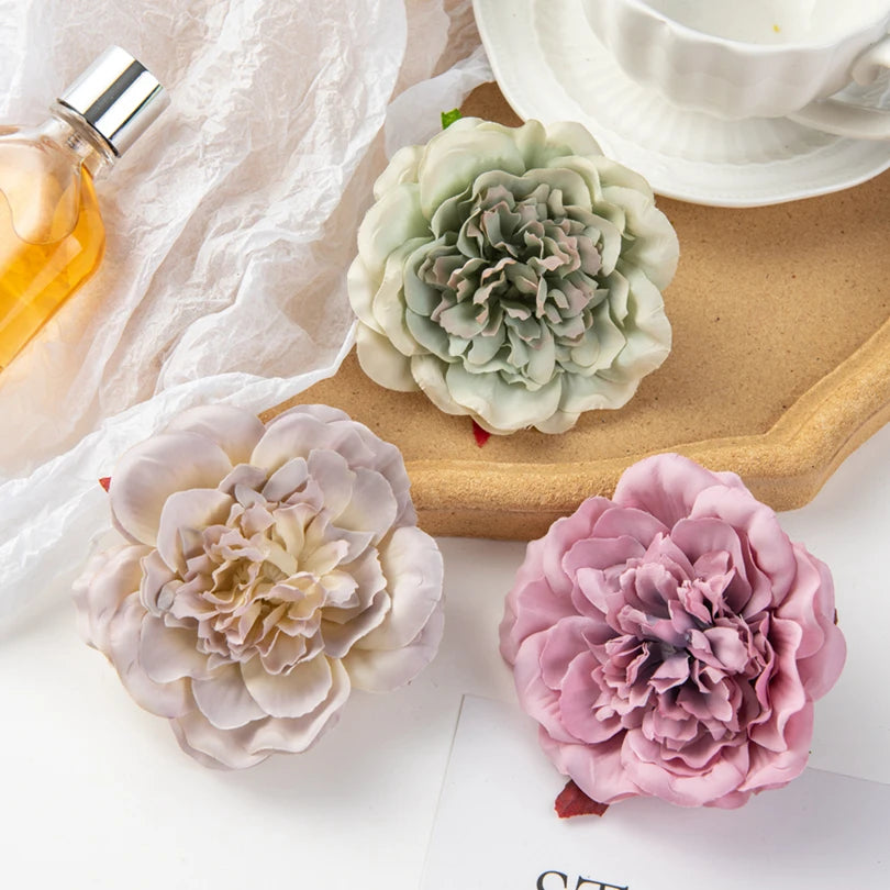 5/10Pcs Silk Dahlias Artificial Flower Home Decor Wedding Diy Rose Arch Christmas Garland Material Fake Peony Bridal Accessories