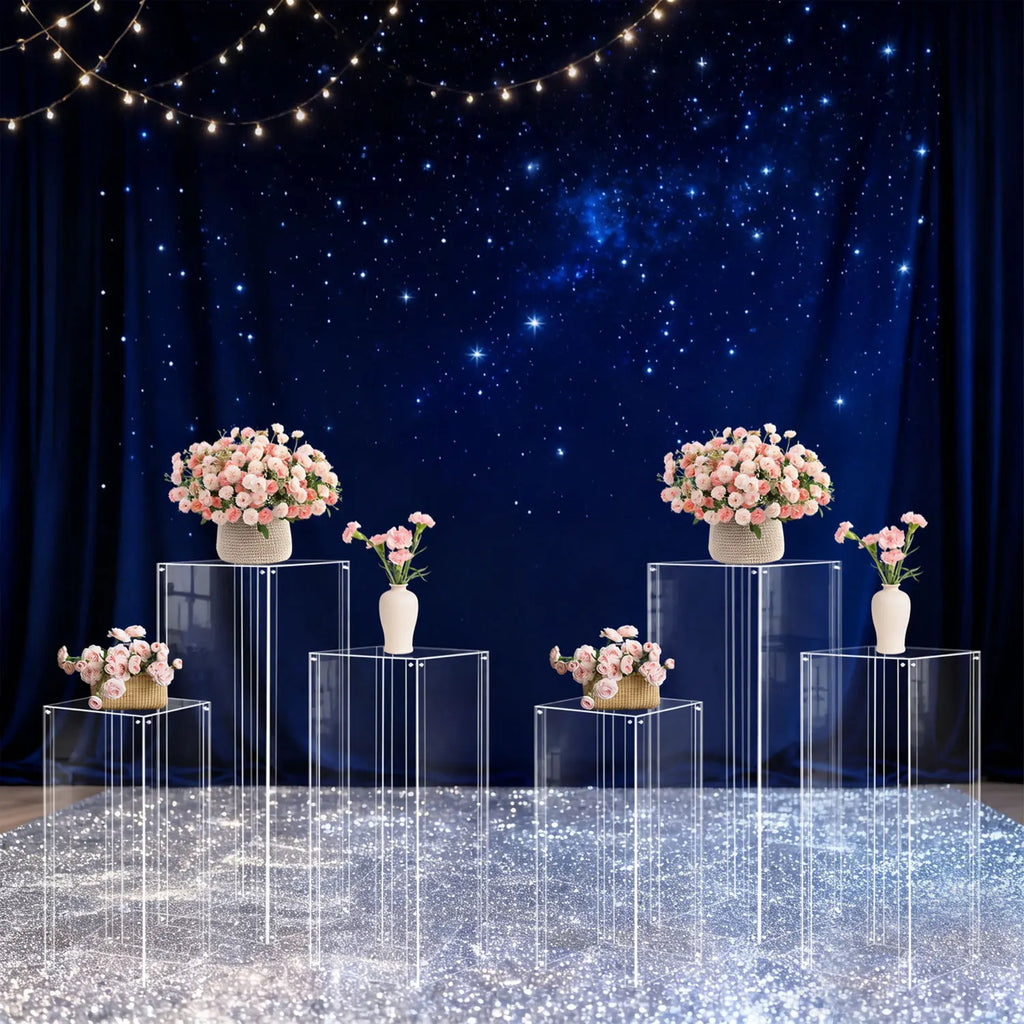 Clear Acrylic Pedestal Display Stands, 3 Pack