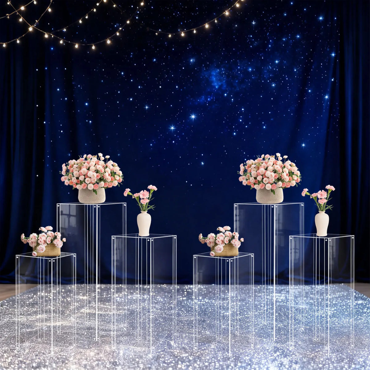 Clear Acrylic Pedestal Display Stands, 3 Pack