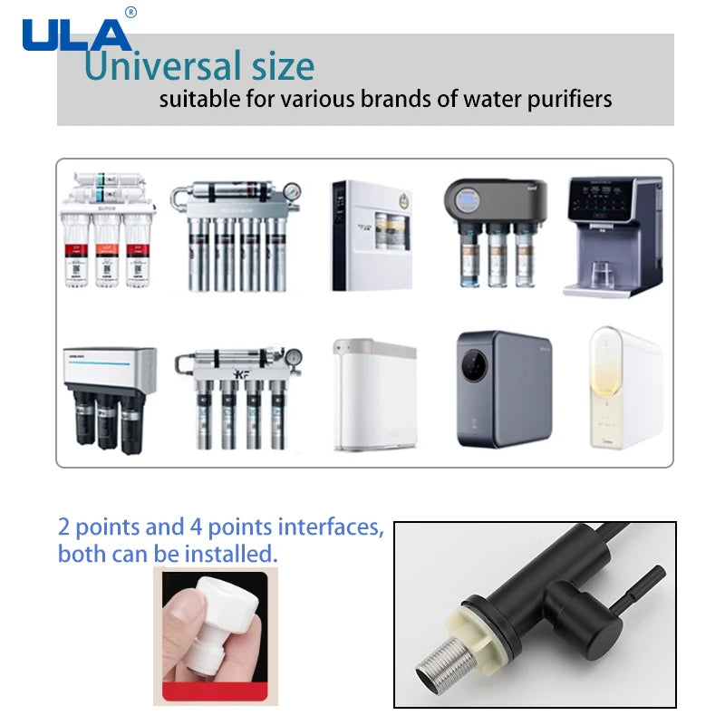 ULA 1/4"Kitchen Faucets Direct Drinking Tap Stainless Steel Water Purifier Faucet Single Cold Water Sink Faucet Filter Faucet