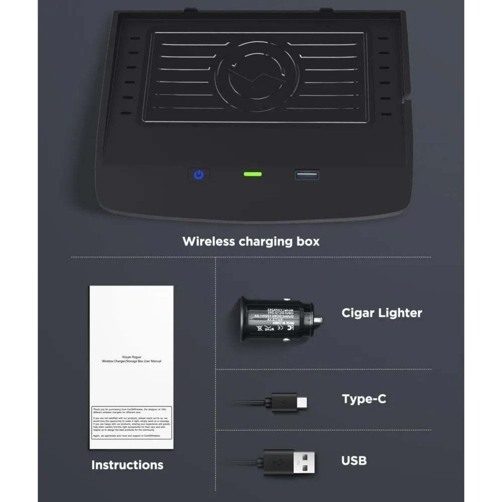 For Nissan Rogue T33 2021 2022 2023 2024 Car Wireless Charger Qi Car Mobile Phone Wireless Charging Pad Interior Accessories