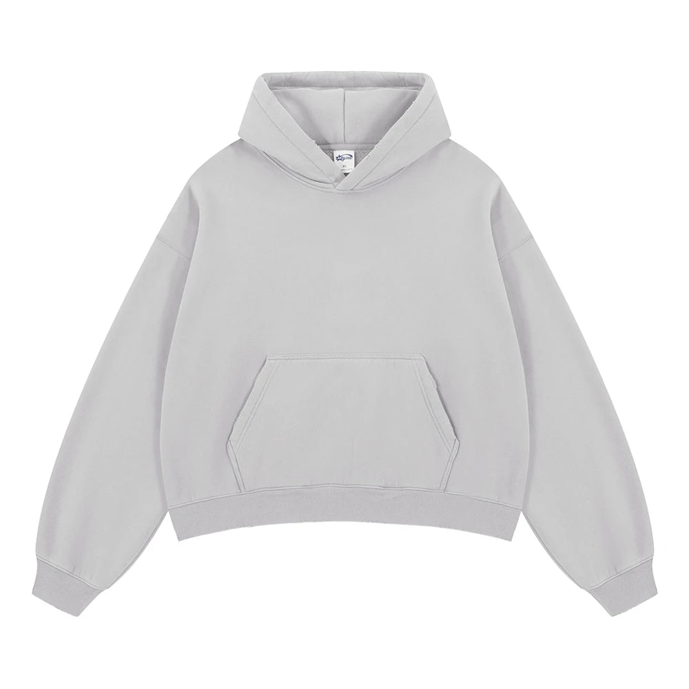 ZODF Retro 2025 Winter Man Washed Boxy Fleece Hoodies Unisex 370gsm Loose Hooded Pullovers Sweatshirt Streetwears HY1129
