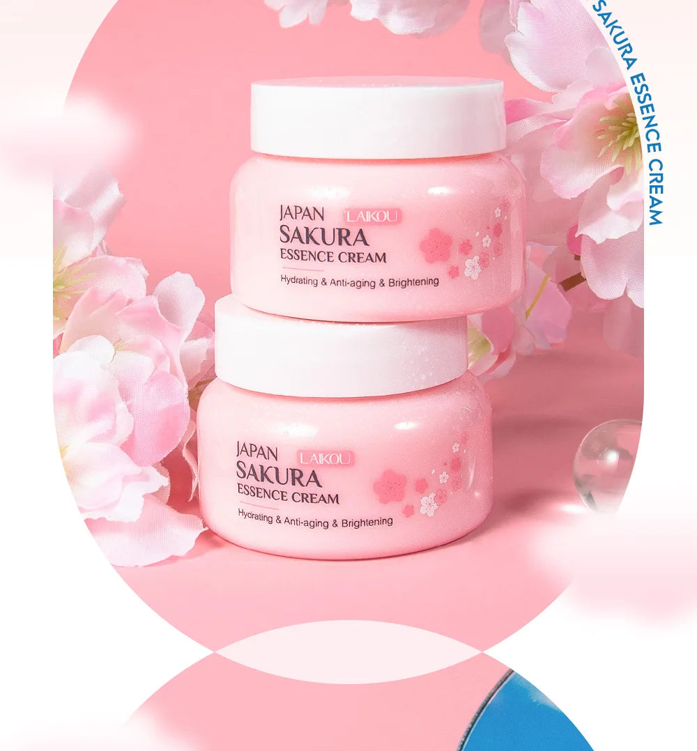 LAIKOU 60g Japan Sakura Essence Cream Cherry Blossom Facial Cream Moisturizing Anti Wrinkle Anti Aging Brighten Skin Skin Care