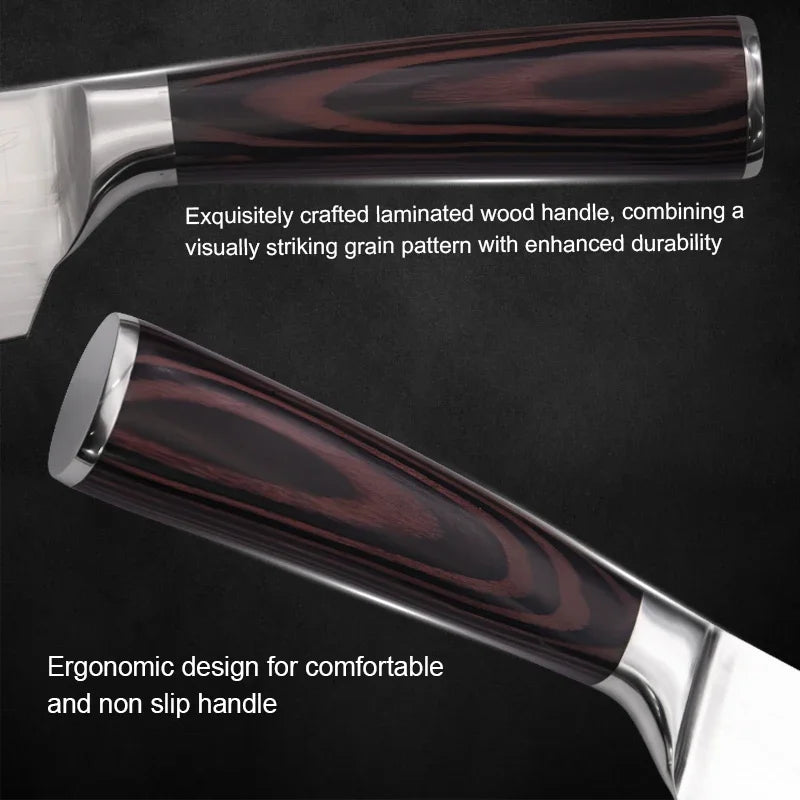 WXCOO Japanese Knife Set with Knife Bag Kitchen Knives Damascus Laser Fish Fillet Meat Cleaver Fruit Peeler Santoku Cutter