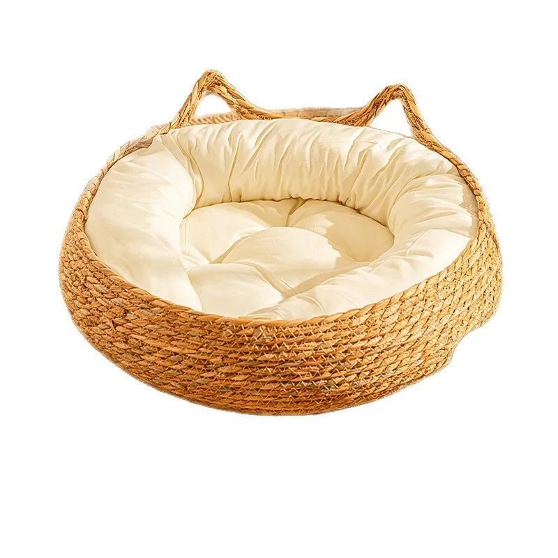 Wicker Cat Bed With Scratcher Mat