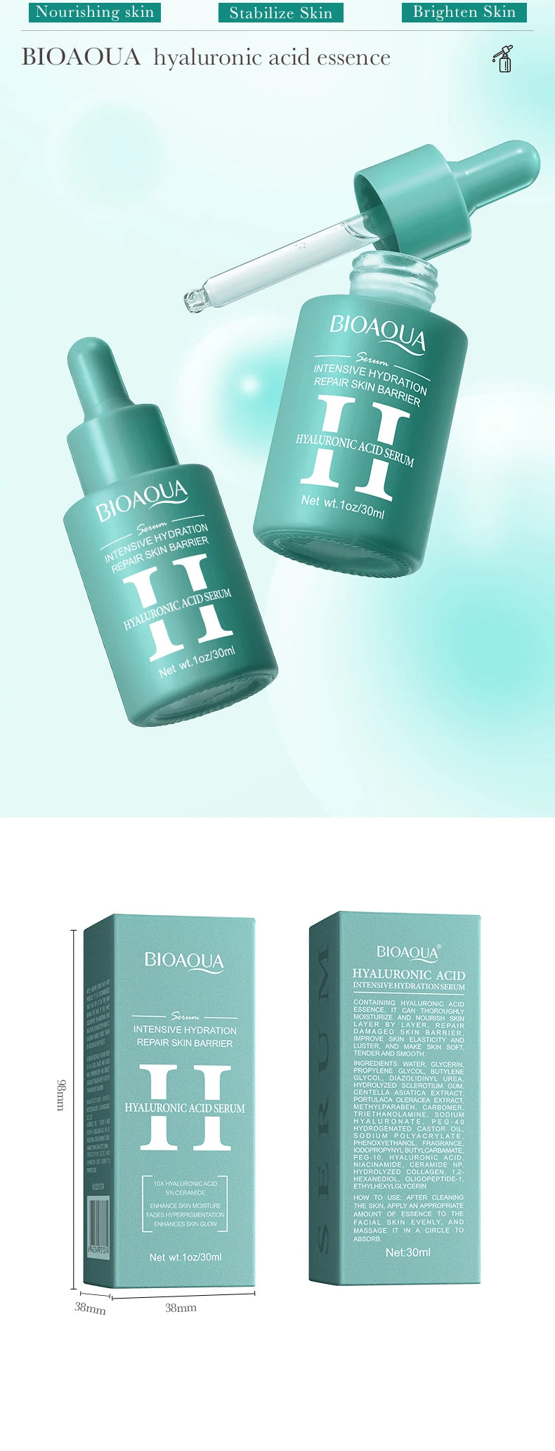 BIOAQUA Retinol Vitamin C Hyaluronic Acid Serum for Face Moisturizing Whitening Anti Wrinkles Facial Essence Face Skin Care
