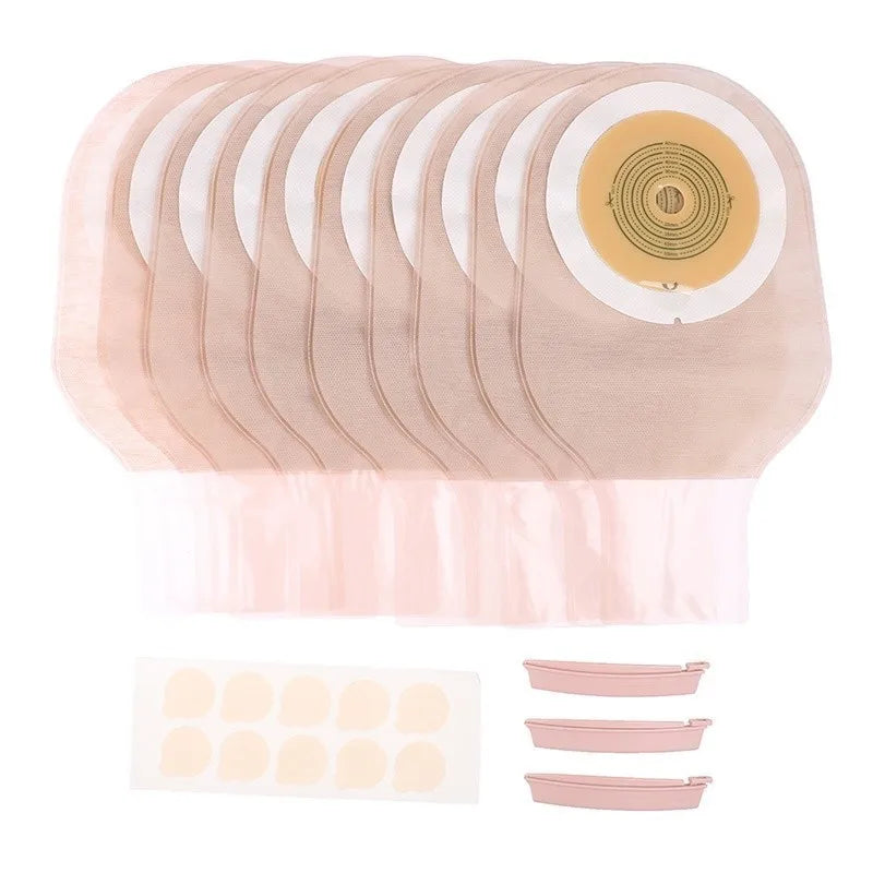 10pcs Disposable Colostomy Bag with Clip Set Stoma Drainage Bag