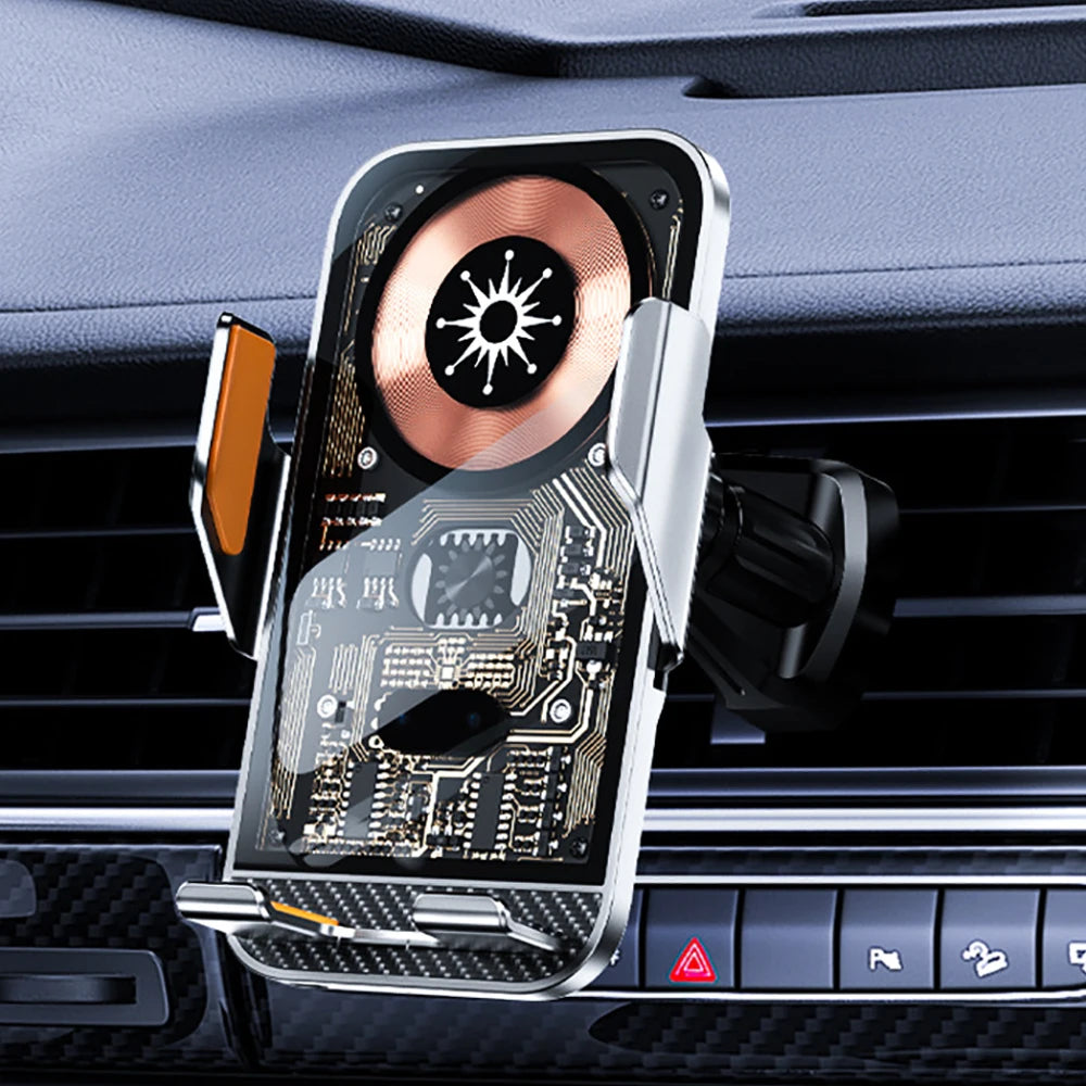 Car Wireless Charger Auto Car Mount Phone Holder Stand For iPhone Samsung Xiaomi Infrared Induction 15W Qi Fast Charging Station