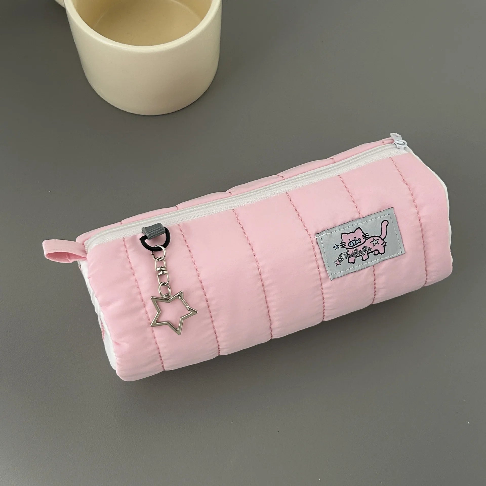 INS Melon Swiss Roll Green Plush Pencil Case Bag Creative Stationery Storage Bags Large Capacity Desk Organizer for Students