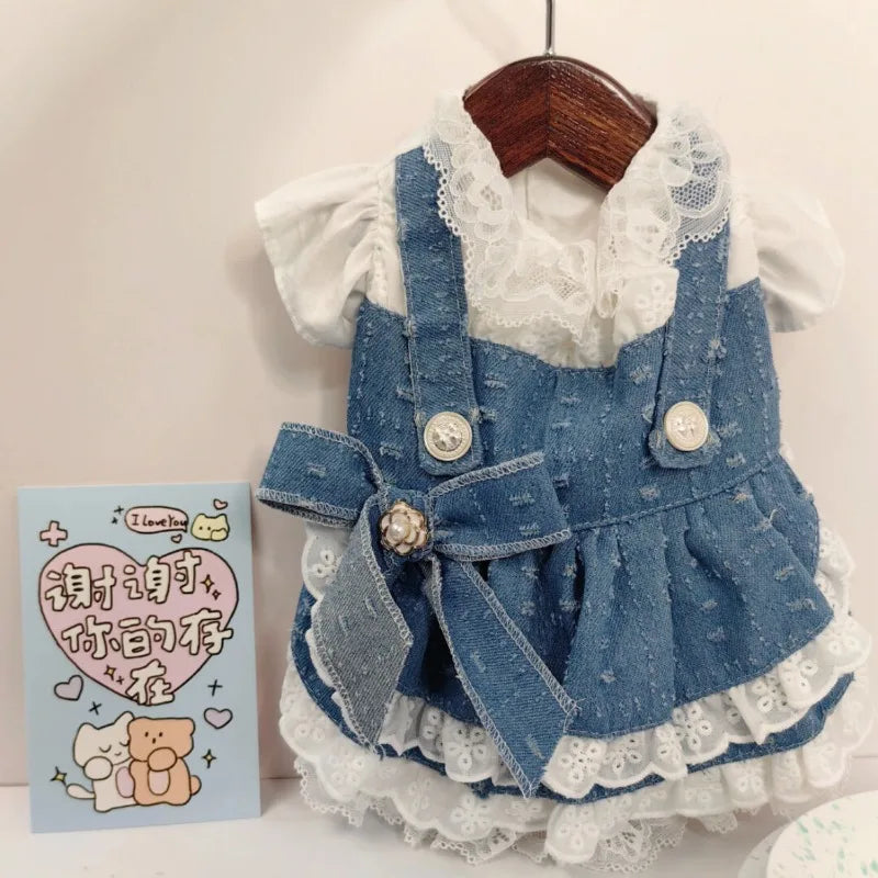 Fashion Denim Dog Dresses for Small Dogs Cats Cute Girl Dog Clothes Female Pet Dress Summer Puppy Outfits for Chihuahua