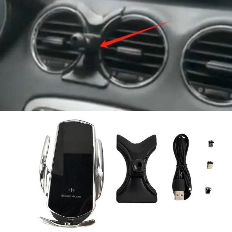 15W Fast Charging Wireless Charger Car Mount Phone Holder Automatic Clamping For 2010-2013 Peugeot 408