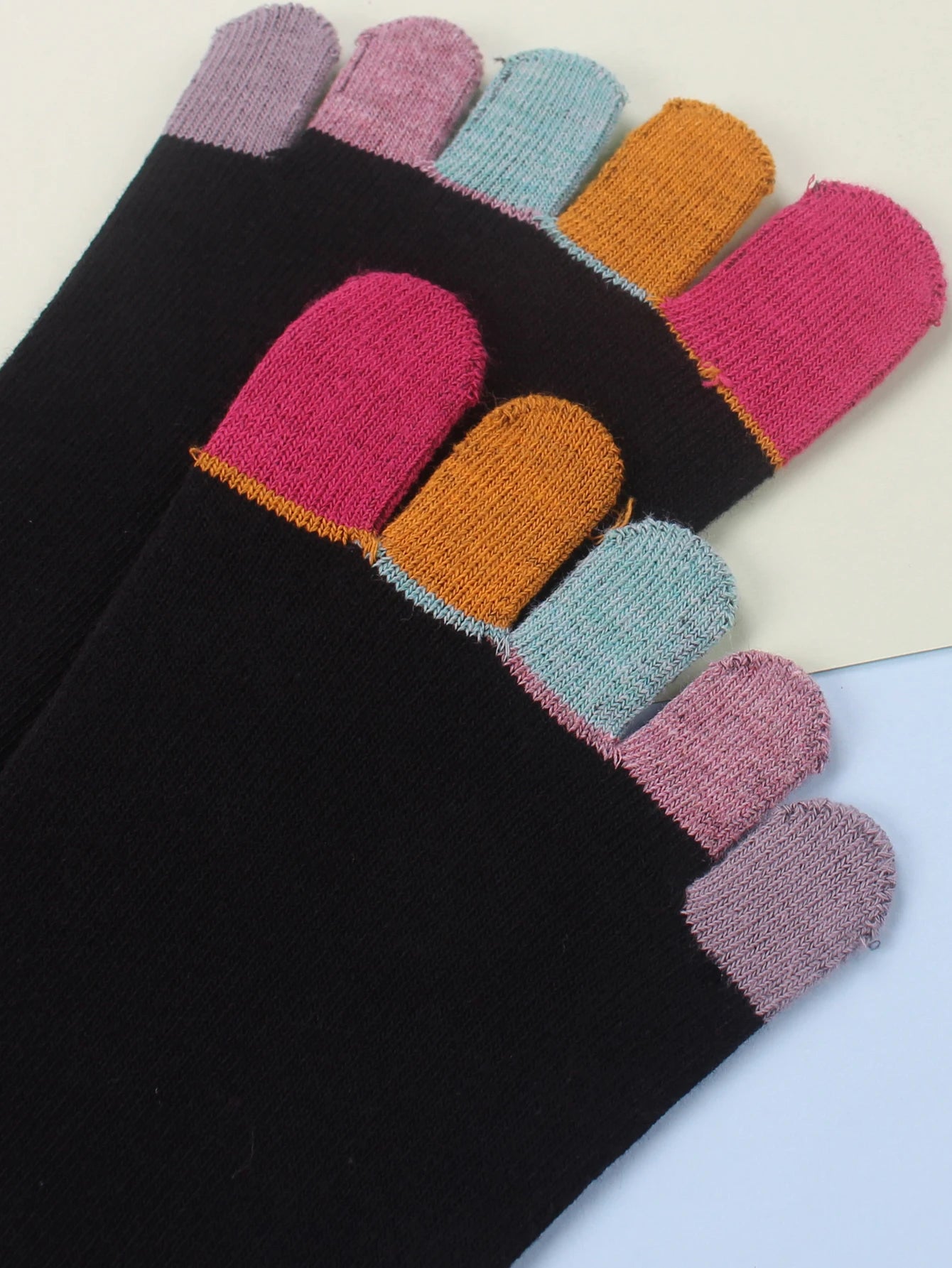1/5Pairs Women Sports Toe Socks with Separate Fingers High Tube Five Finger Cotton Crew Socks Yoga High Quality