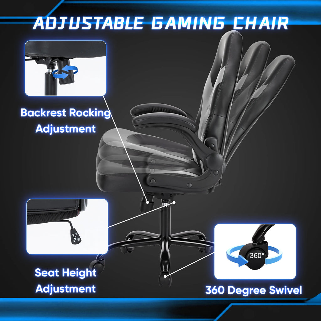 Gaming Desk Chair with Flip-Up Armrests