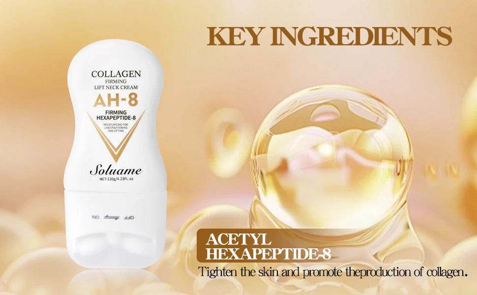 Firming&Lifting Collagen Neck Cream Moisturizing Neck Lotion with Massage Roller Easily Absorbed, Massages Neck Skin Care