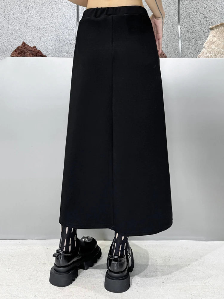 [EAM] Zipper Sweatshirt Half-body Skirt Two Pieces Suit New Turtleneck Long Sleeve Women Fashion Tide Spring Autumn 2026 1DH7237