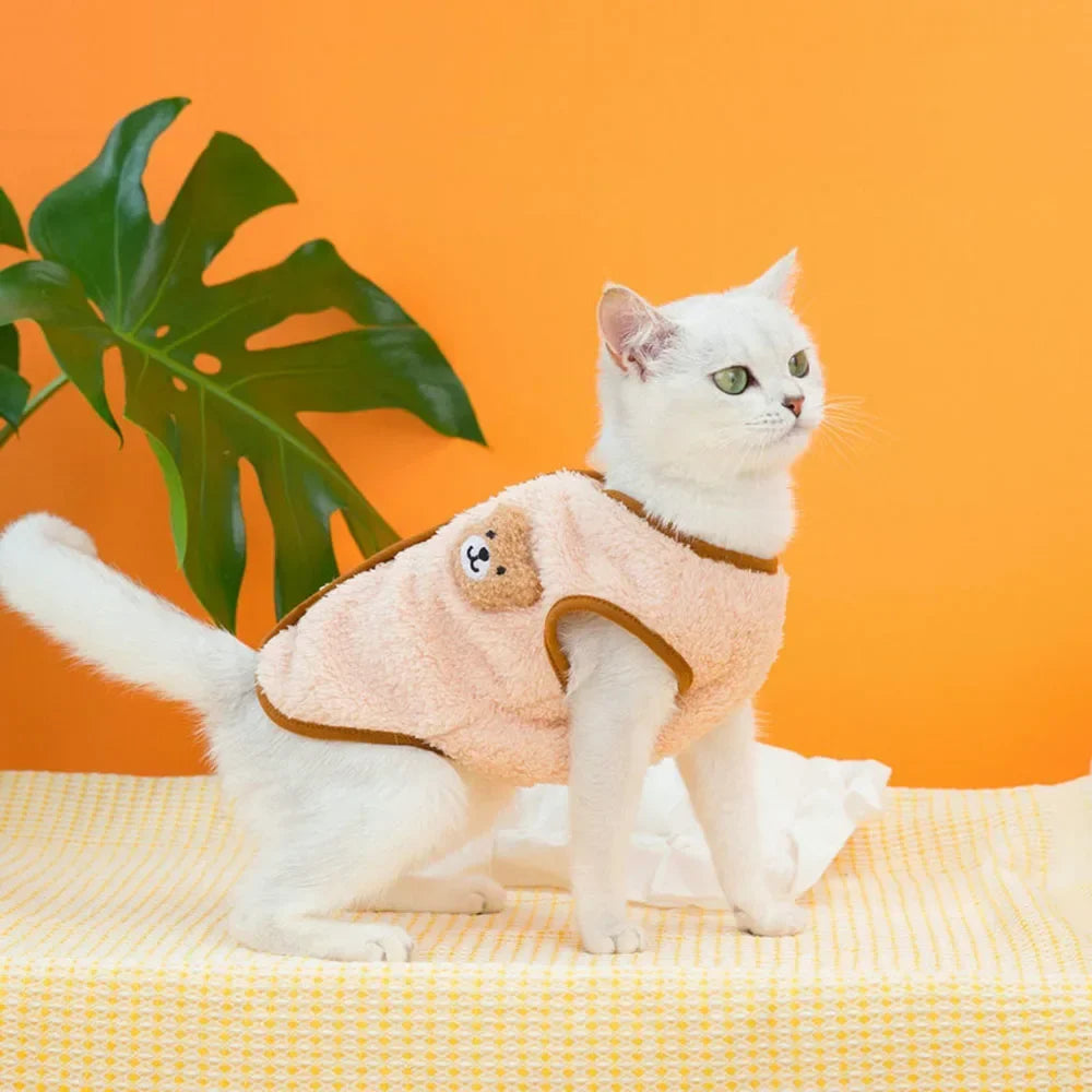 Luxury Pet Cat Costume Clothes for Cats Winter Kitten Sphynx Sweatshirt Puppy Fleece Vest Warm Jacket Coat Small Dogs Clothing