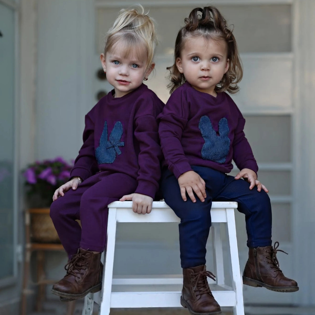 Mali's AW Family Matching Outfits Boys Sweatshirt Denim Collar
