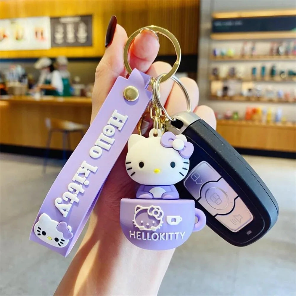 MINISO Cute Cartoon KT Keychain Girl Schoolbag Shoulder Bag Car Keyring Kid Children Kawaii Gift Festival gifts Festival gifts