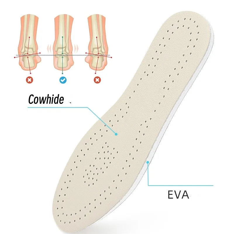 Orthopedic Insoles O-leg Double-sided Leather Shoe Insoles Men Women Cowhide Breathable Shock-absorbing And Pressure-relieving