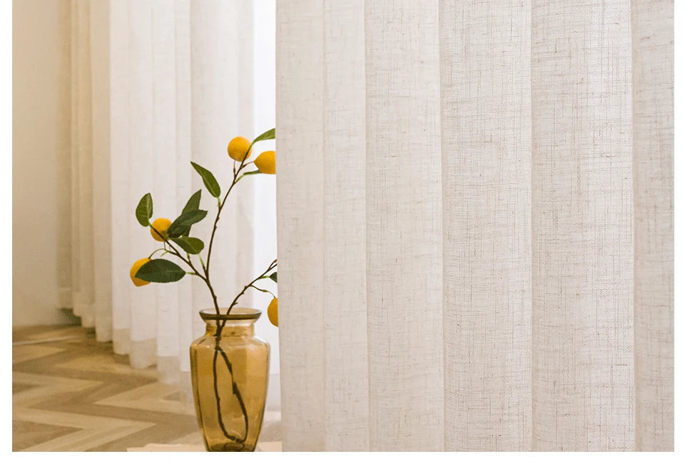 Thick Linen Look Sheer Curtains for Living Room Tulle Curtains for Bedroom Window Kitchen Door Curtain Short Rideaux Chambre