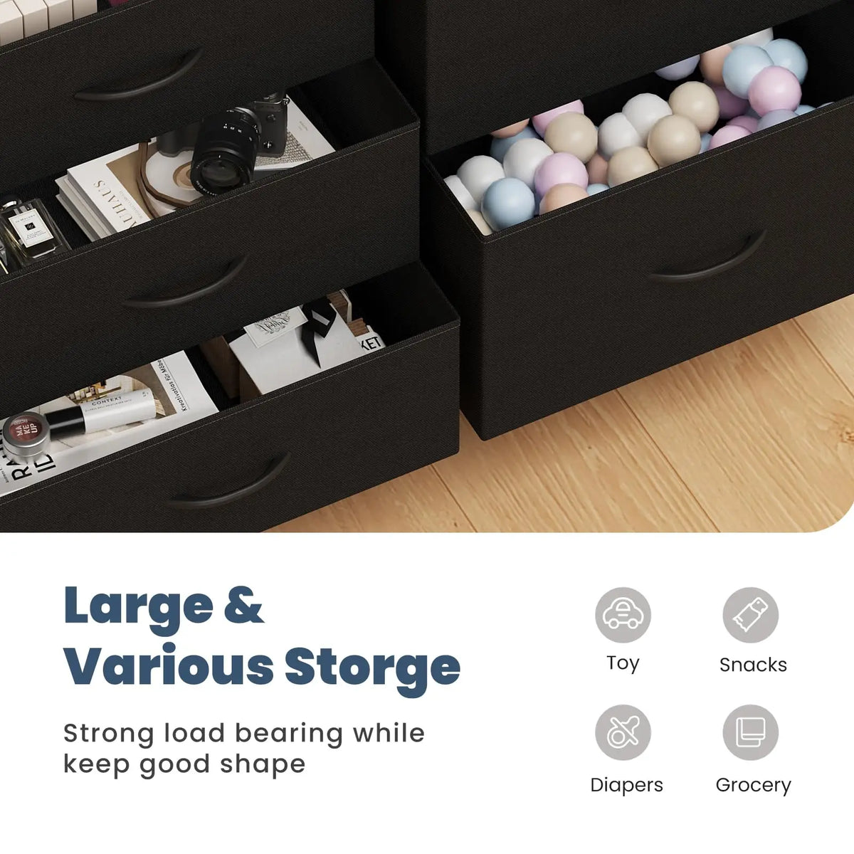MCQ Cabinet With 5 Fabric Drawers Metal Frame Beside