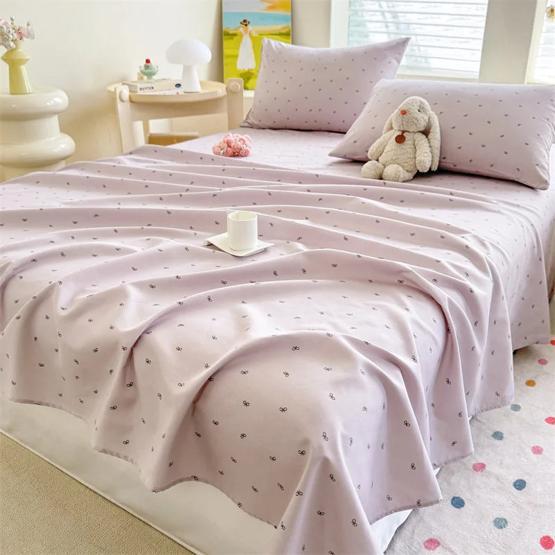 1pc Washed Cotton Flat Bed Sheets Single/Queen/King Size Bed Cover for Double Bed Flower Printed Soft Bed Sheets Top Sheets Set