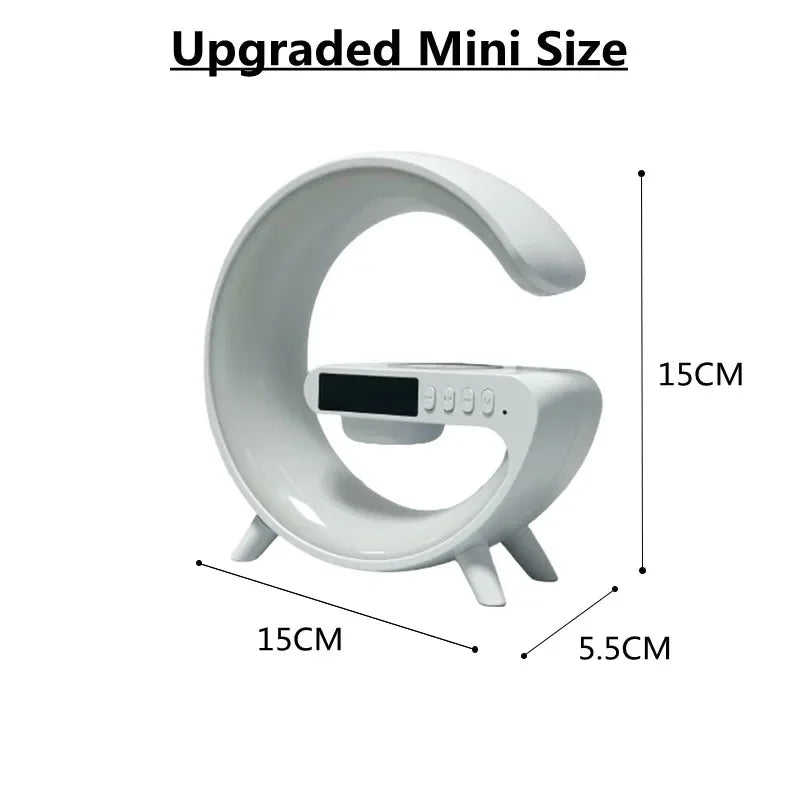 Wireless Charger Pad Stand Bluetooth Speaker TF RGB Atmosphere Night Light 15W Fast Charging Station For iPhone Samsung Xiaomi