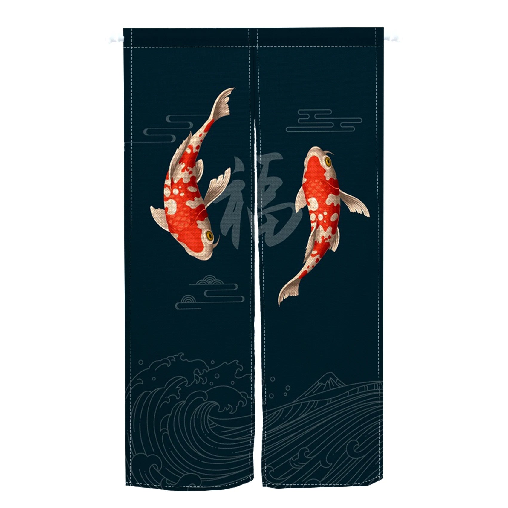 Japanese Koi Fish Door Curtain Fengshui Kitchen Bedroom Linen Doorway Curtain Entrance Hanging Half Curtain Partition Curtain