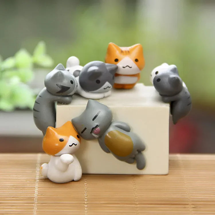 1/6Pcs Funny Neko Atsume  Meow Mochi Dango Cat Flower Pot Micro Landscape Mini Doll  Balcony Decorations Flower Pot Home Decor
