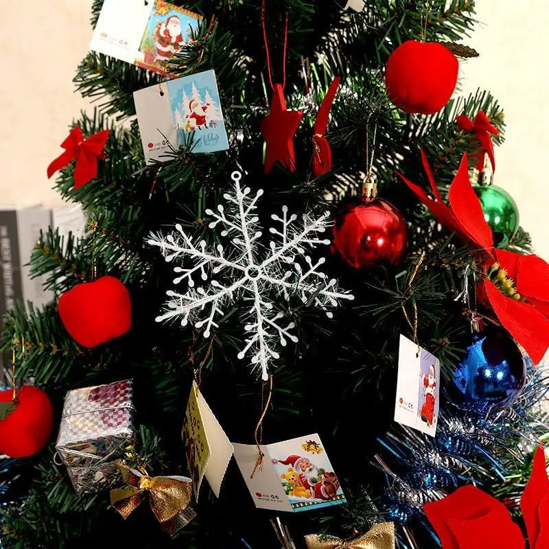 6Pcs White Snowflake Christmas Decoration Snowflake Xmas Tree Pendant Ornament for Home Decor New Year Party DIY Gifts Accessory