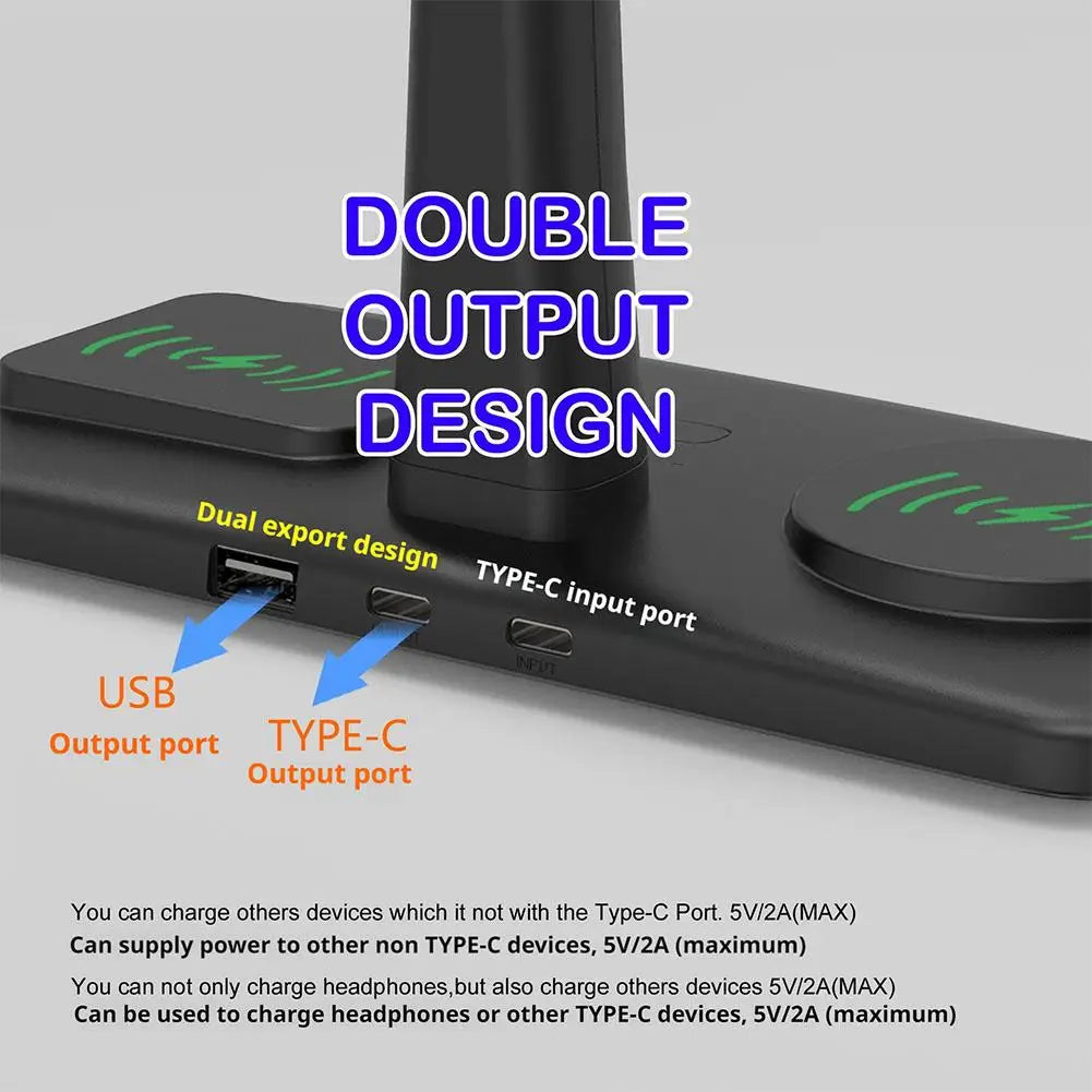 Wireless Charger Earphone Holder Colorful Atmosphere Light RGB Headset Stand Dream Color Lights With Type-c USB Ports Bracket