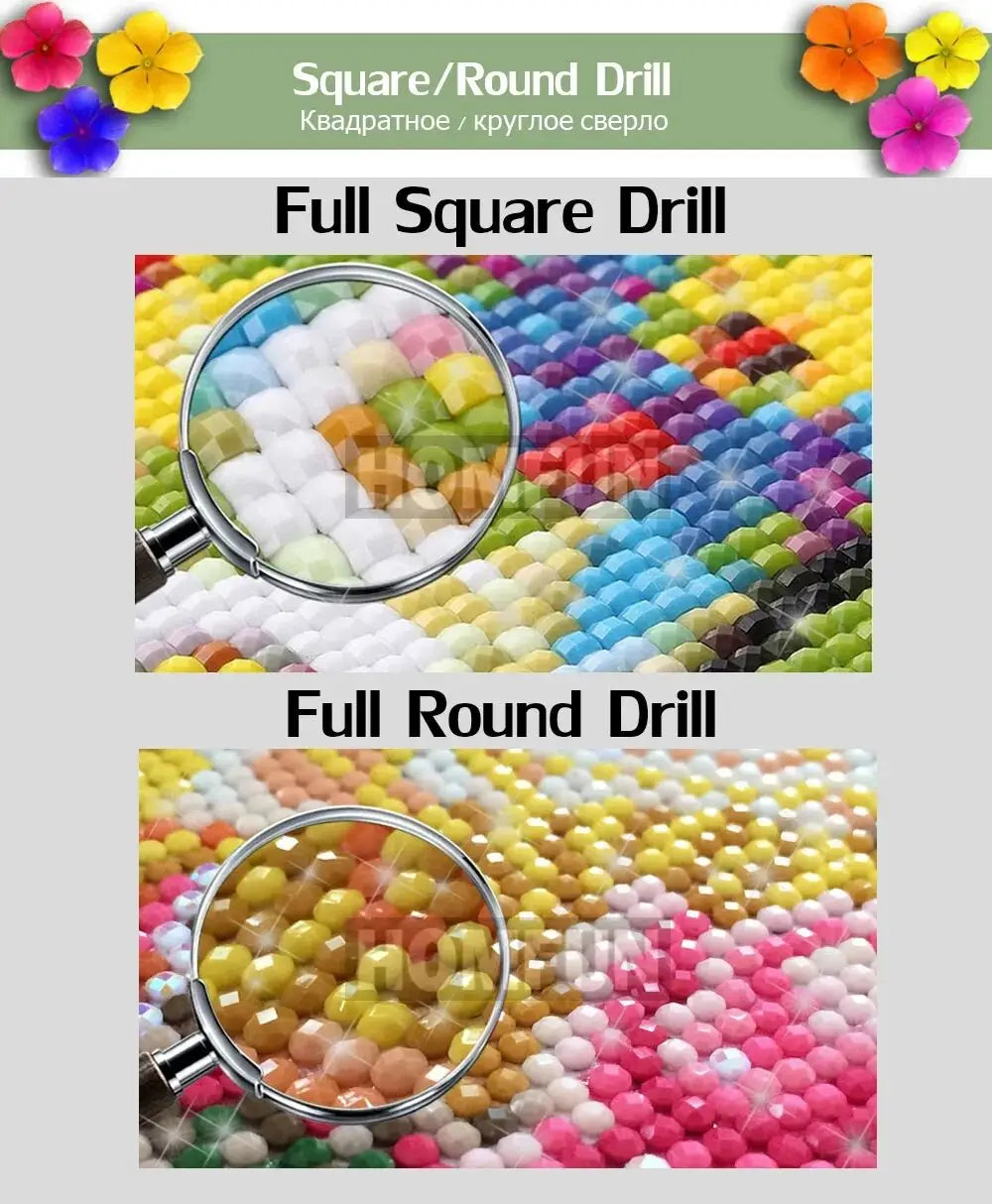 HOMFUN Fairy Dust 5D DIY Diamond Painting "Scenery Beauty House" Full Drill Resin Diamond Embroidery Cross Stitch Home Decor