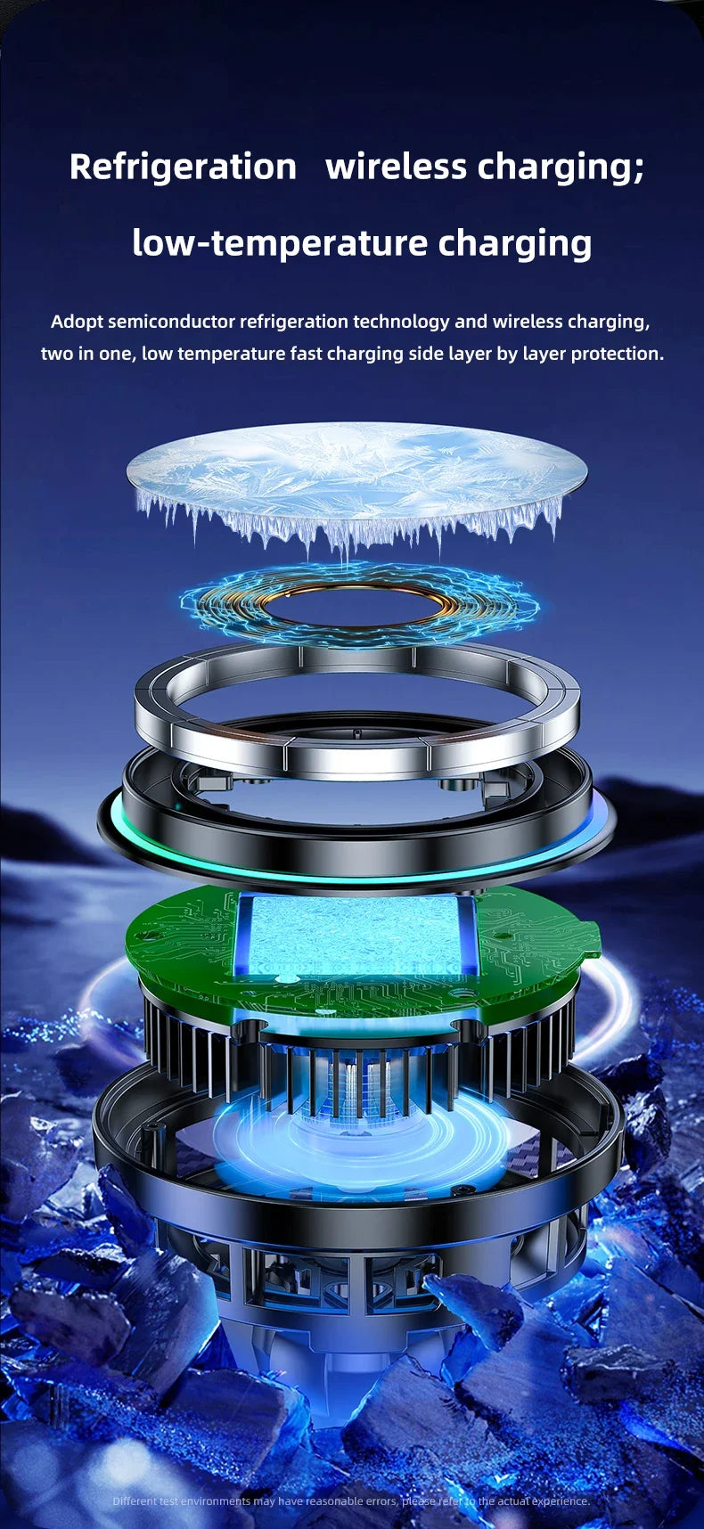 Tempered Glass 15W QI2 Wireless Charger ice Cooling Phone Holder For Magsafe iPhone 16~12 Magnet Cellphone Bracket Fast Charging