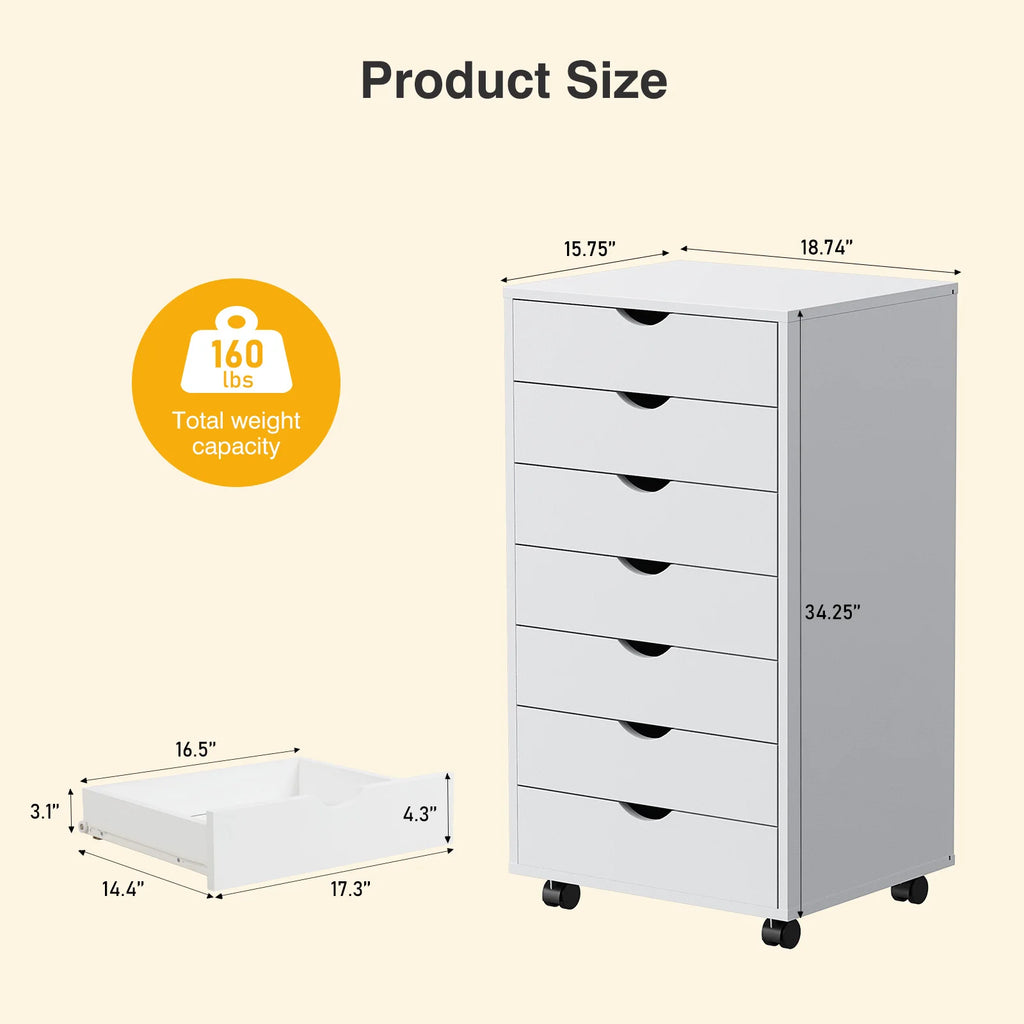MCQ Wood 7 Drawer Cabinet For Living Room File