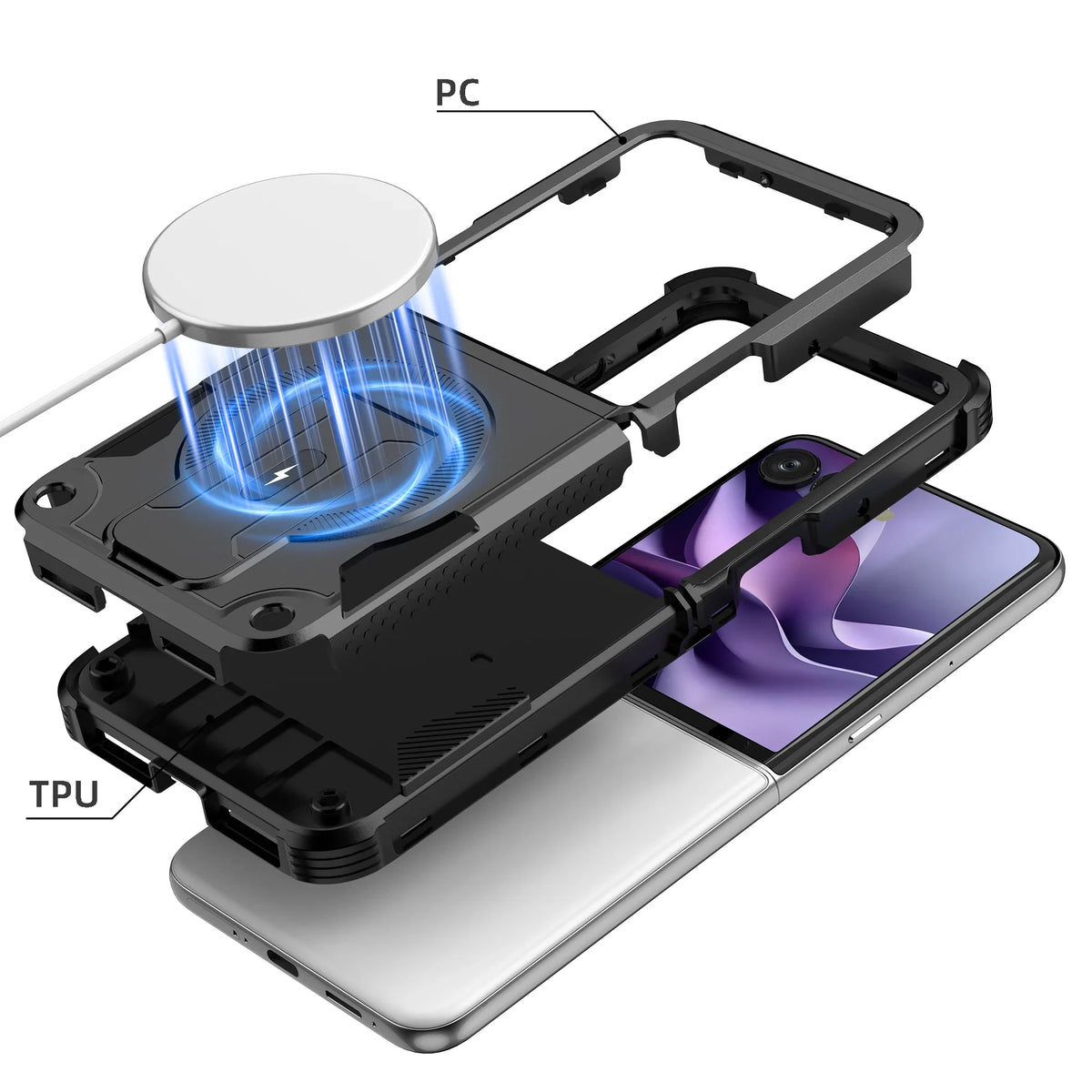 Fall Protective Case for MOTOROLA MOTO Razr 70 Ultra 50 60 Razr70 Stand Holder Cell Phone Bag Cover Accessories
