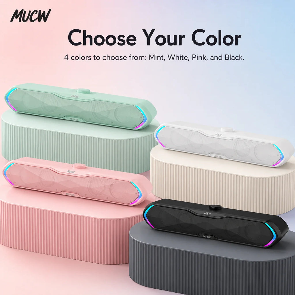 MUCW MU‑C06 PC Soundbar RGB Gaming Computer Speaker USB Plug Play