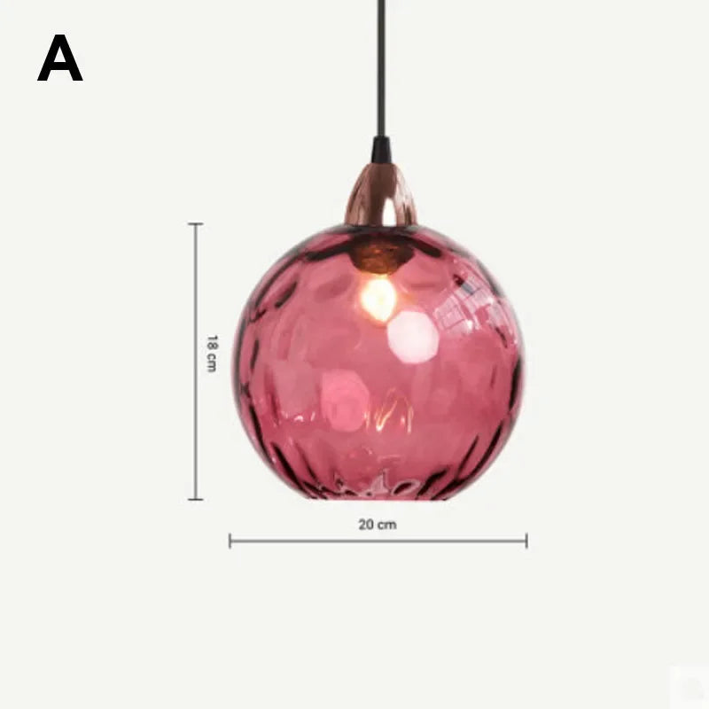 Modern Colored Glass Ball Lustre Pendant Lights Nordic Water Grain Restaurant Kitchen Hanging Light Fixture Bedroom Bedside Lamp