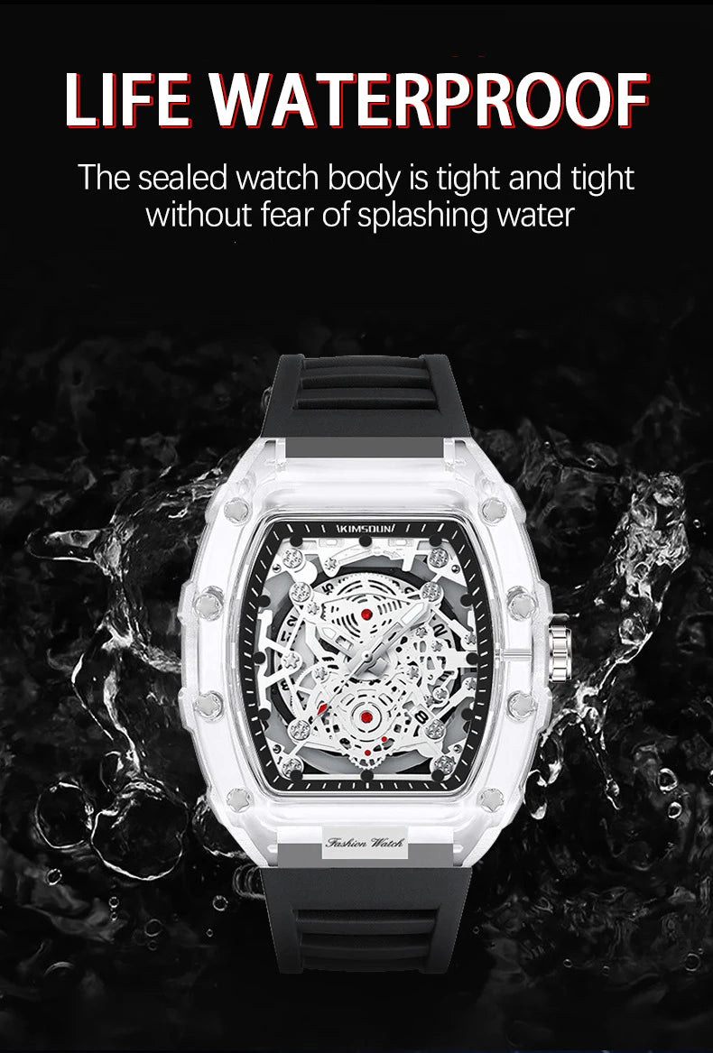 UTHAI BK134 Fashionable Men watch barrel shaped transparent waterproof quartz watch sports clock gift watches for man