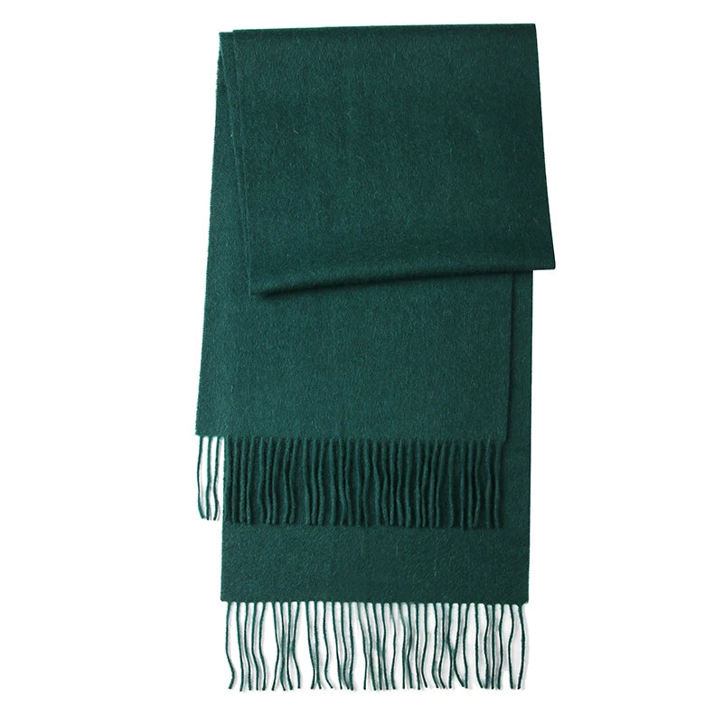 LONGMING 100% Merino Wool Knitted Shawl New Women Autumn Fashion Classic Plaid Solid Scarf Winter Warm Knottable Muffler for Man