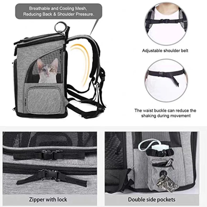 Astronaut Expandable Pet Backpack, Portable, Foldable, Transport, Travel Bag, Breathable Space Capsule, Cat & Dog Puppy Carrier