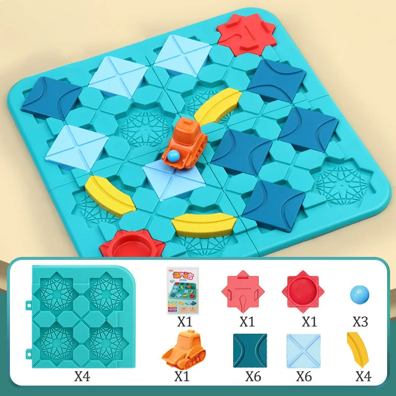 Kid Road Building  Maze Game 118 Challenge Logical Thinking Montessori Educational Puzzle Toy Builder Maze Racer Board Game Gift
